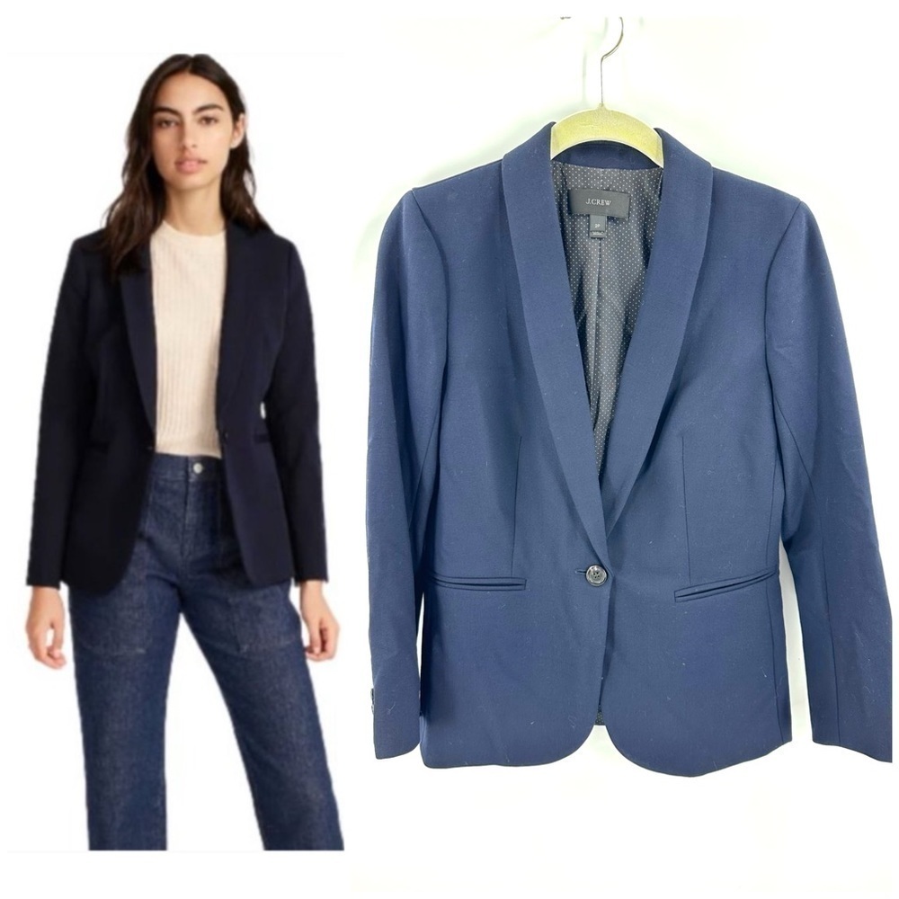 J Crew Parke Blazer Womens 2 Petite 2P Wool Blend Jacket Career Preppy Classic